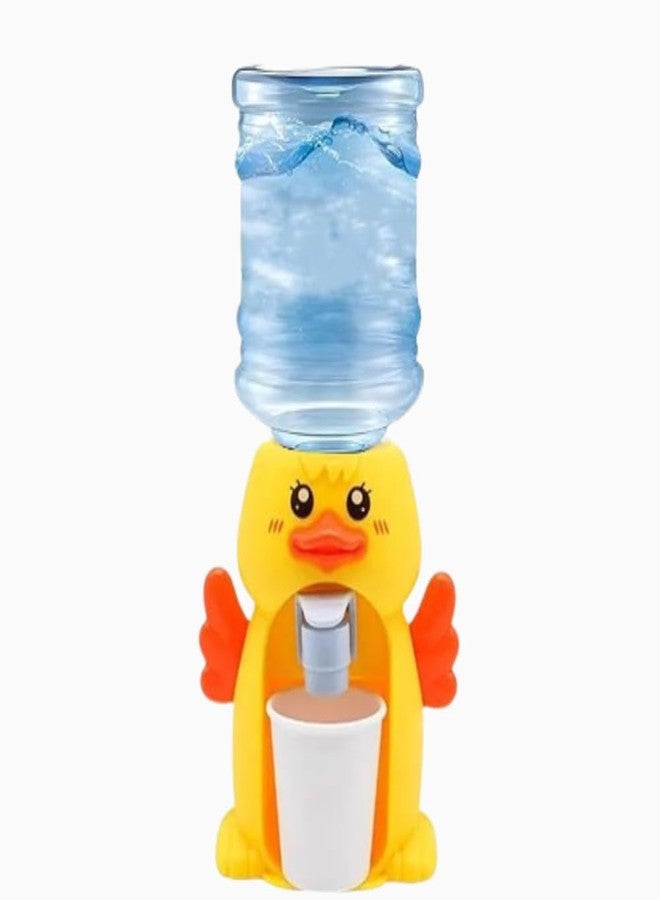 PRISO Mini Water Dispenser Toy for Kids, Creative Thinking, Safe & Durable Cartoon Character Drinking Fountain Pumps with Small Bottle and Mug Childern Play Toy | Duck | Yellowcolor. - Image 1